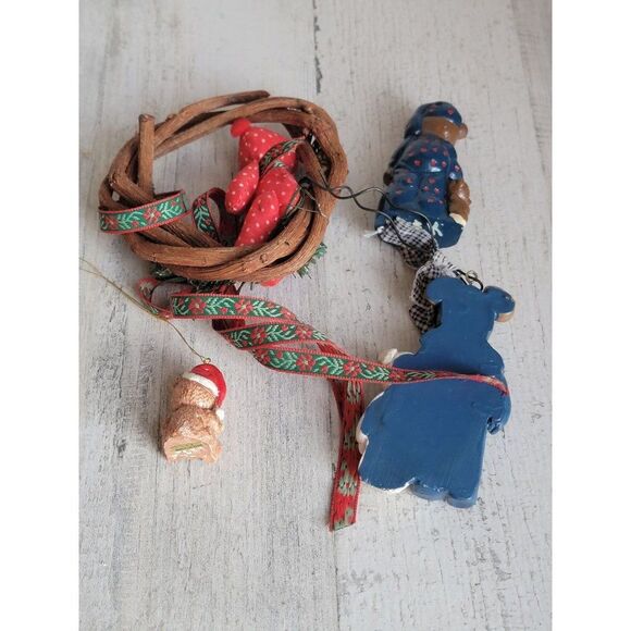 Teddy bear wreath ornament variety snowman Santa hat Xmas set - Picture 10 of 11